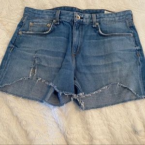 Rag & Bone Dre Low-Rise Light Wash Jean Shorts Distressed Sz 28 Summer Vacation